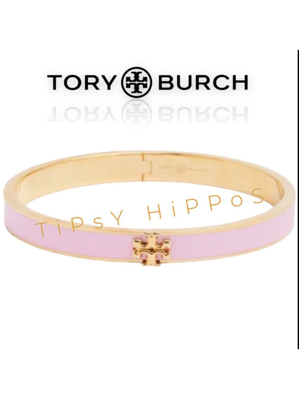 Tory Burch Pink Kira Hinged Bangle Bracelet
